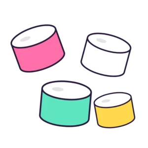 Spekjes in roze, wit, mint en geel